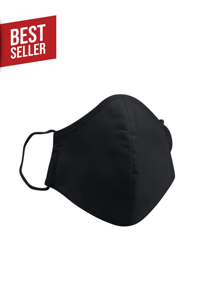 Black, 3-Layer, Cotton & Polyester Ear Loop Mask