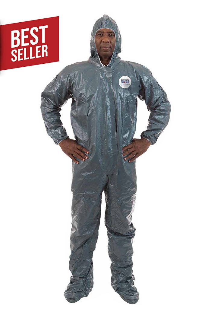 PyroGuard CRFR™, FR & Chemical Resistant Coverall with Attached Hood & Boot, Elastic Wrist
