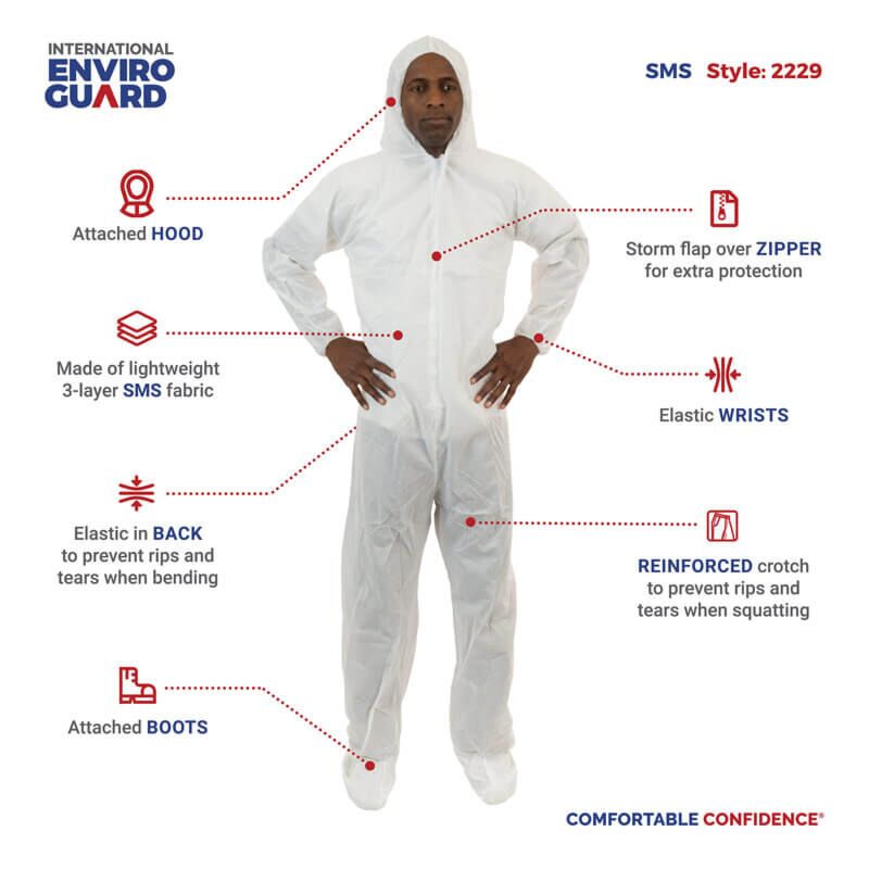 Elastic Wrists and Ankles White Keystone CVL-NW-HD-HE-XL-White Heavy Duty Polypropylene Coverall Attached Hood Zipper Front XL Pack of 25 