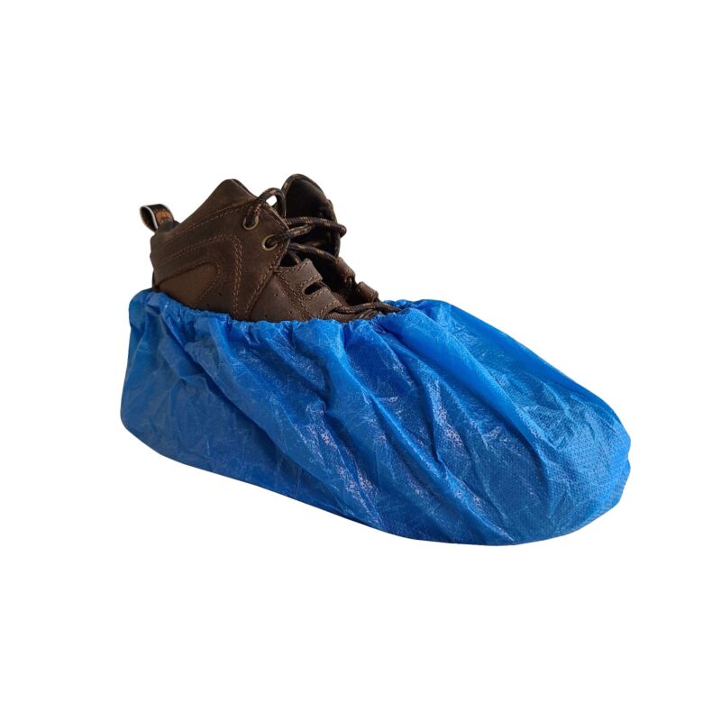Blue CPE Indoor & Outdoor Shoe or Boot Protection Non Slip Disposable .55 MM Water Proof CPE Material Shoe & Boot Cover Booties Size XL 100 Pack 