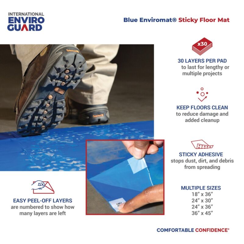 Tacky Traxx™ Blue Sticky Mat - Blue Cleanroom Tacky Floor Mats